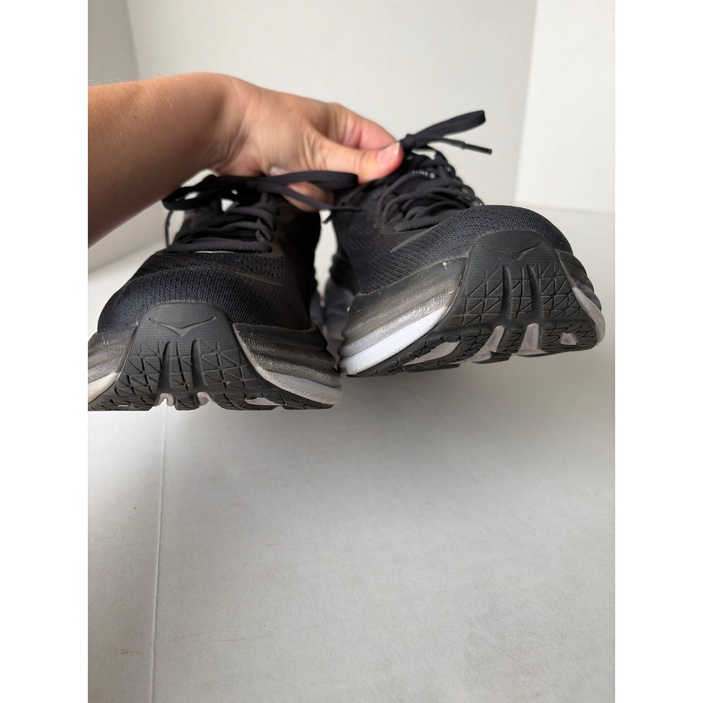 Hoka Bondi 8 Mens Size 9.5 D Road Running Shoes Black White 1123202 BWHT - Picture 2 of 12